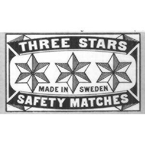 THREE STARS SAFETY MATCHES MADE IN SWEDEN