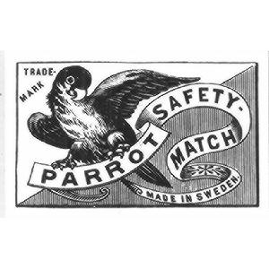 TRADE MARK PARROT SAFETY MATCH MADE IN SWEDEN