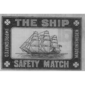THE SHIP SAFETY MATCH IMPREGNATED MADE IN SWEDEN